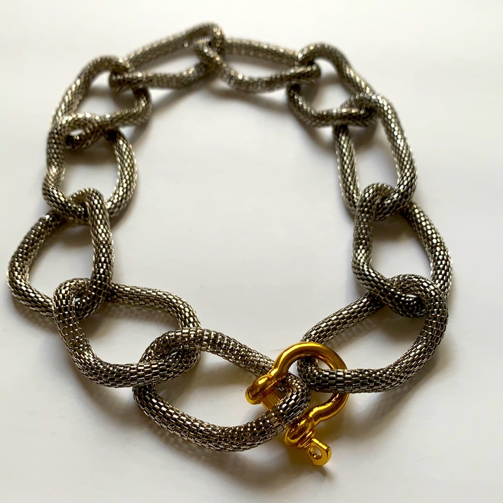 Industrial Silver Gold Necklace Chunky Chain